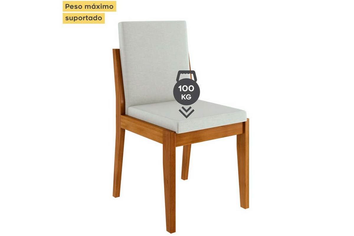 Sala Jantar Mesa Donna Tampo MDF/Vidro 120cm + 4Cadeiras Lady - Nesher