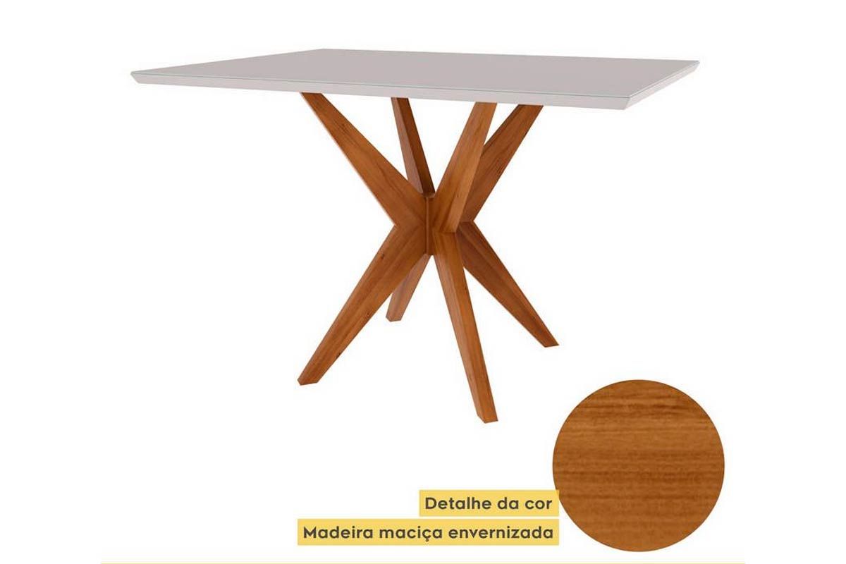 Sala Jantar Mesa Donna Tampo MDF/Vidro 120cm + 4Cadeiras Lady - Nesher