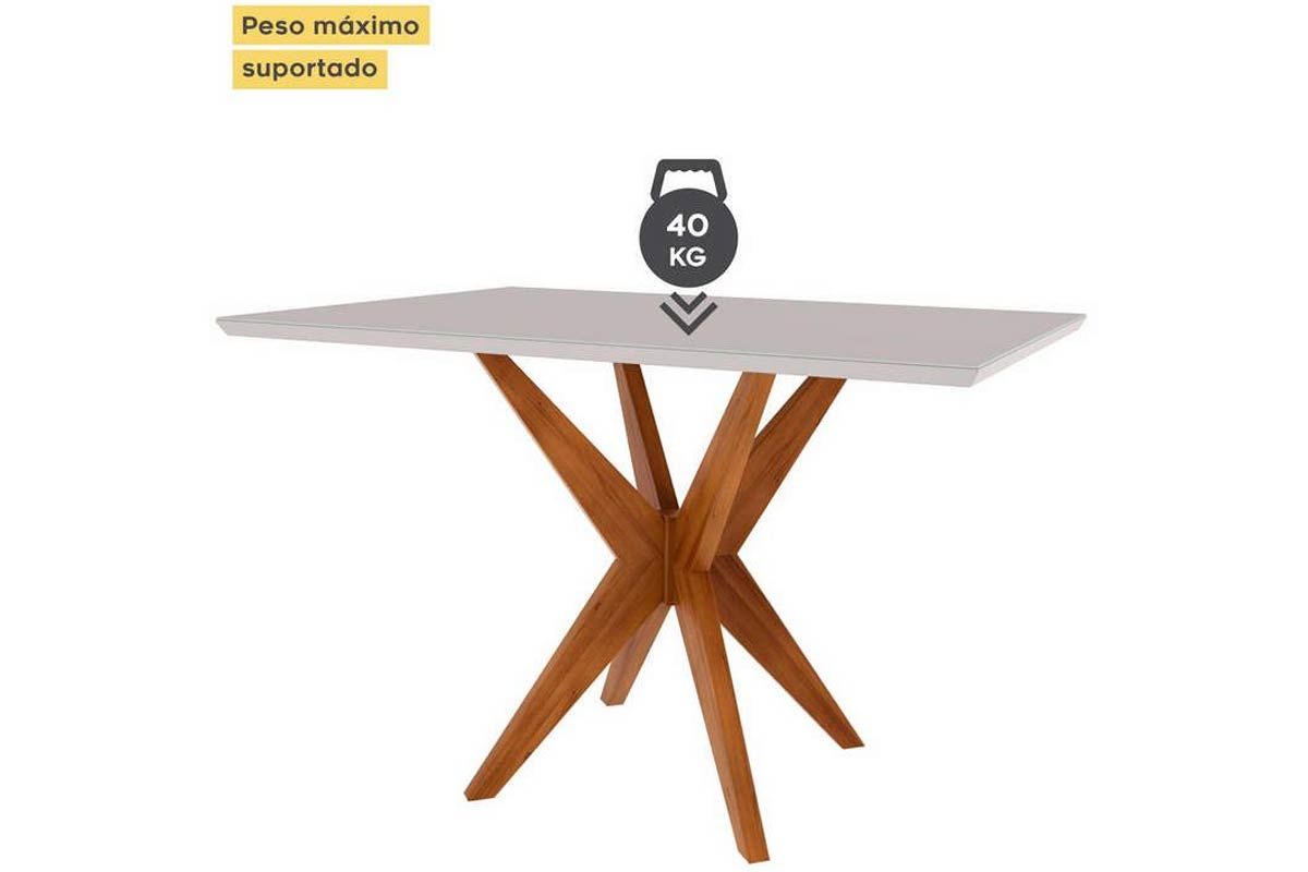 Sala Jantar Mesa Donna Tampo MDF/Vidro 120cm + 4Cadeiras Rainha - Nesher