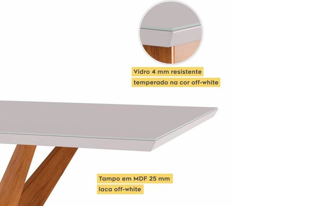 Sala Jantar Mesa Donna Tampo MDF/Vidro 120cm + 4Cadeiras Rainha - Nesher