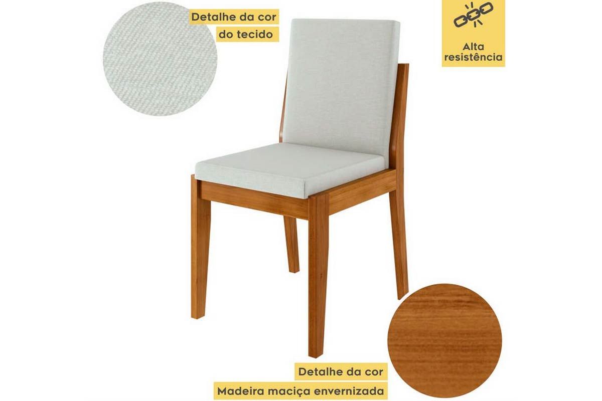Sala Jantar Mesa Monalisa Tampo MDF/Vidro 160cm + 6Cadeiras Lady - Nesher