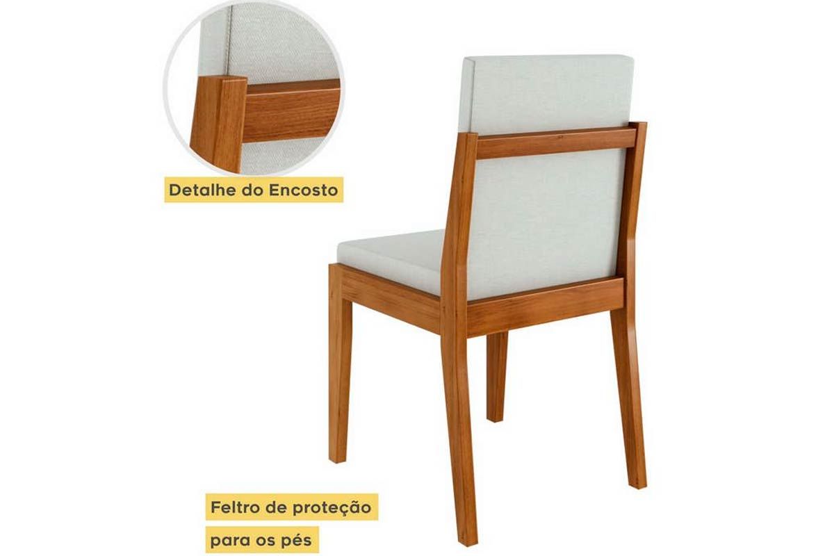 Sala Jantar Mesa Monalisa Tampo MDF/Vidro 160cm + 6Cadeiras Lady - Nesher