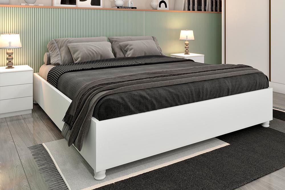 Cama de Casal Queen Mônaco TcilBranco/Neve Cama de Casal Queen Mônaco TcilBranco/Neve