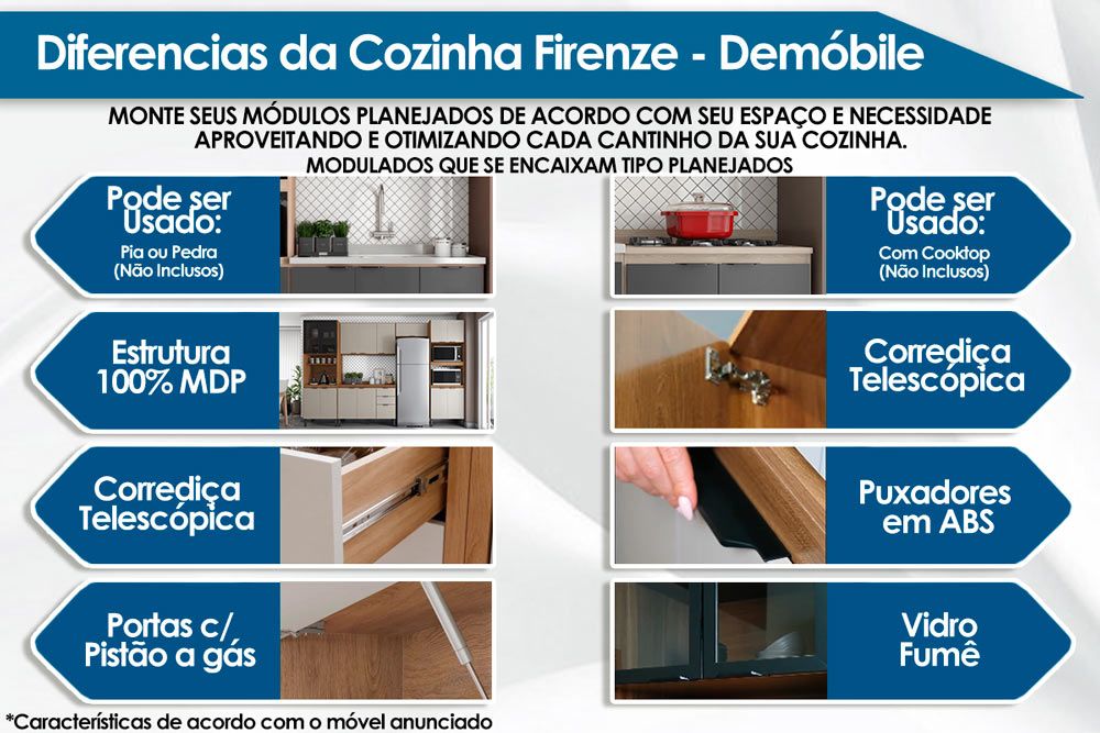 Cozinha Completa Demóbile 5 Peças Firenze FMT009