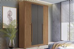 Guarda Roupa Solteiro 4 Portas (2 Ripadas) e 2 Gavetas c/ Pés Buriti - Santos Andirá