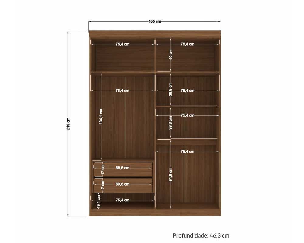 Guarda Roupa Solteiro 4 Portas (2 Ripadas e 2 c/Espelho) e 2 Gavetas Buriti S. Andirá Guarda Roupa Solteiro 4 Portas (2 Ripadas e 2 c/Espelho) e 2 Gavetas Buriti S. Andirá