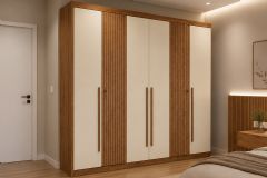 Guarda Roupa Casal 6 Portas (2 Ripadas) e 4 Gavetas Buriti S. Andirá - Jatobá/Areia