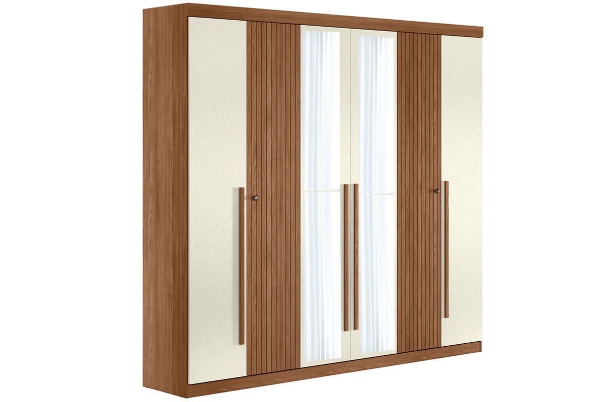 Guarda Roupa Casal 6 Portas (2 Ripadas) e 4 Gavetas c/Espelho Buriti S. AndiráJatobá/Areia Guarda Roupa Casal 6 Portas (2 Ripadas) e 4 Gavetas c/Espelho Buriti S. AndiráJatobá/Areia