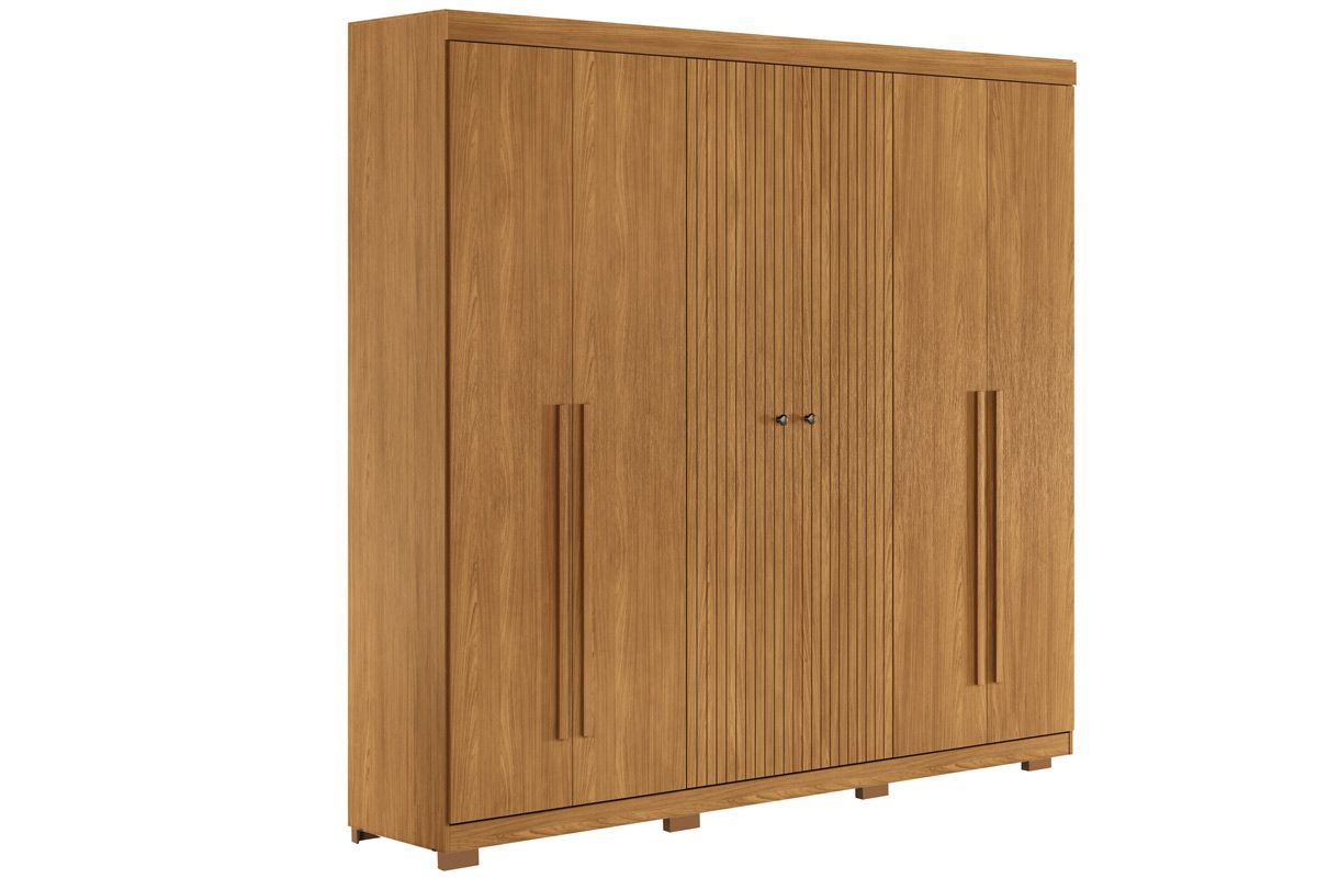 Guarda Roupa Casal 6 Portas (2 Ripadas) e 4 Gavetas c/Pés Buriti S. AndiráCinamomo