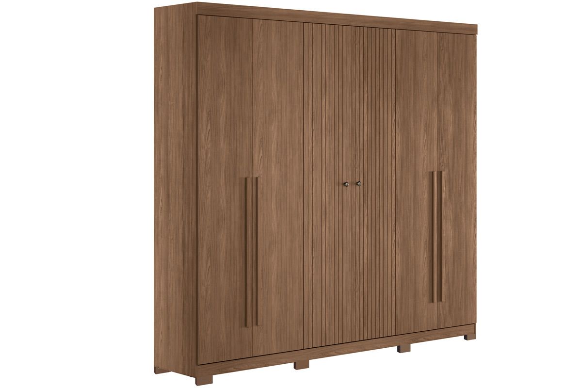 Guarda Roupa Casal 6 Portas (2 Ripadas) e 4 Gavetas c/Pés Buriti S. AndiráJatobá