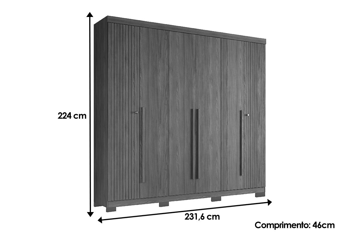 Guarda Roupa Casal 6 Portas 4Gavs c/Esp e Pés Buriti S. Andirá Guarda Roupa Casal 6 Portas 4Gavs c/Esp e Pés Buriti S. Andirá