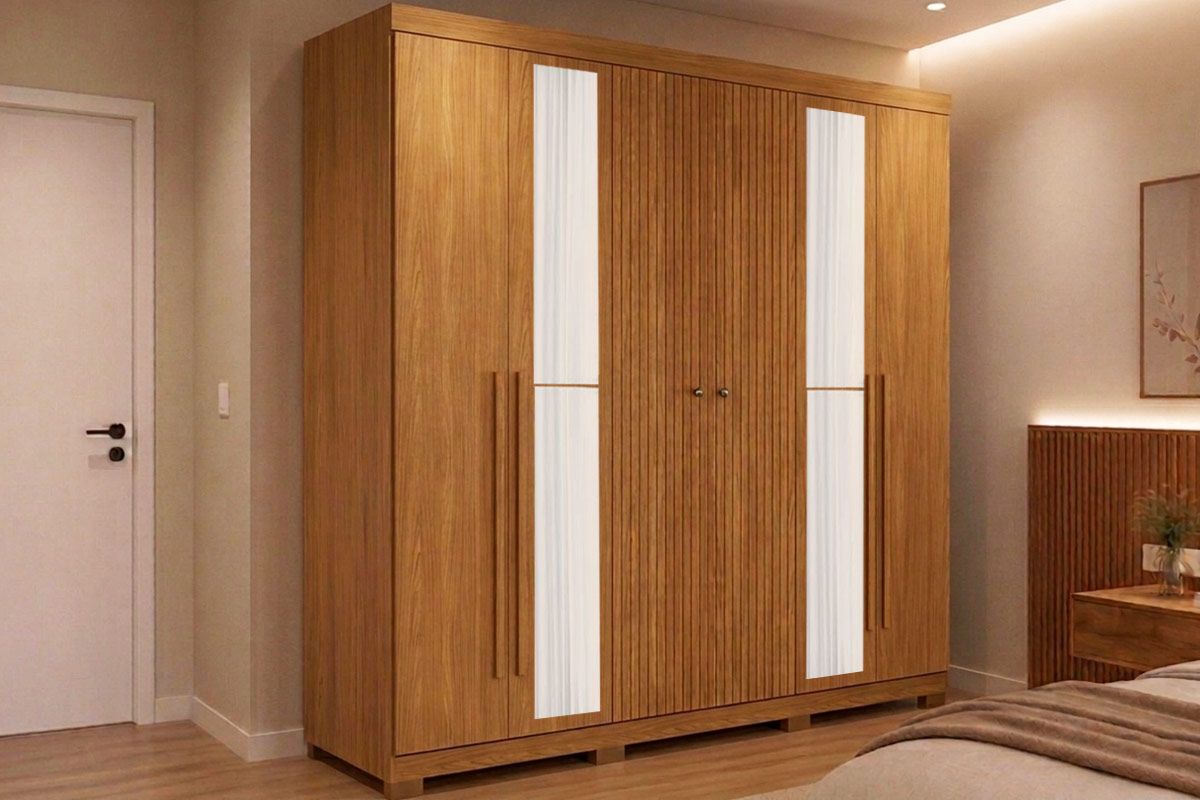 Guarda Roupa Casal 6 Portas 4Gavs c/Esp e Pés Buriti S. AndiráCinamomo
