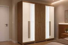 Guarda Roupa Casal 6 Portas 4Gavs c/Esp e Pés Buriti S. Andirá - Jatobá/Areia
