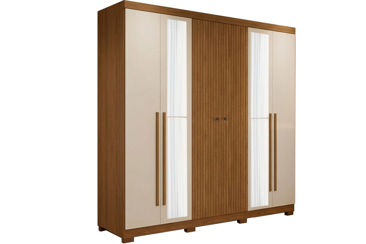 Guarda Roupa Casal 6 Portas 4Gavs c/Esp e Pés Buriti S. AndiráCinamomo/Areia
