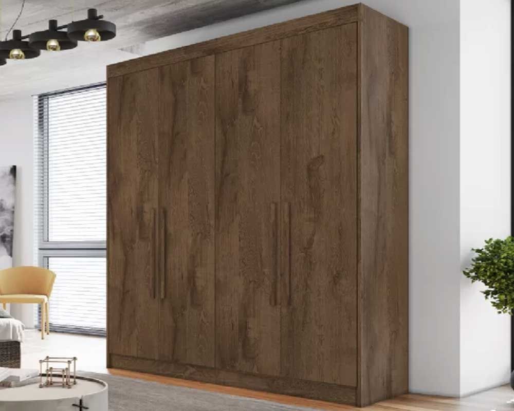 Guarda Roupa Solteiro 4 Portas e 3 Gavetas Nantes EuropaBrauna/Ipe