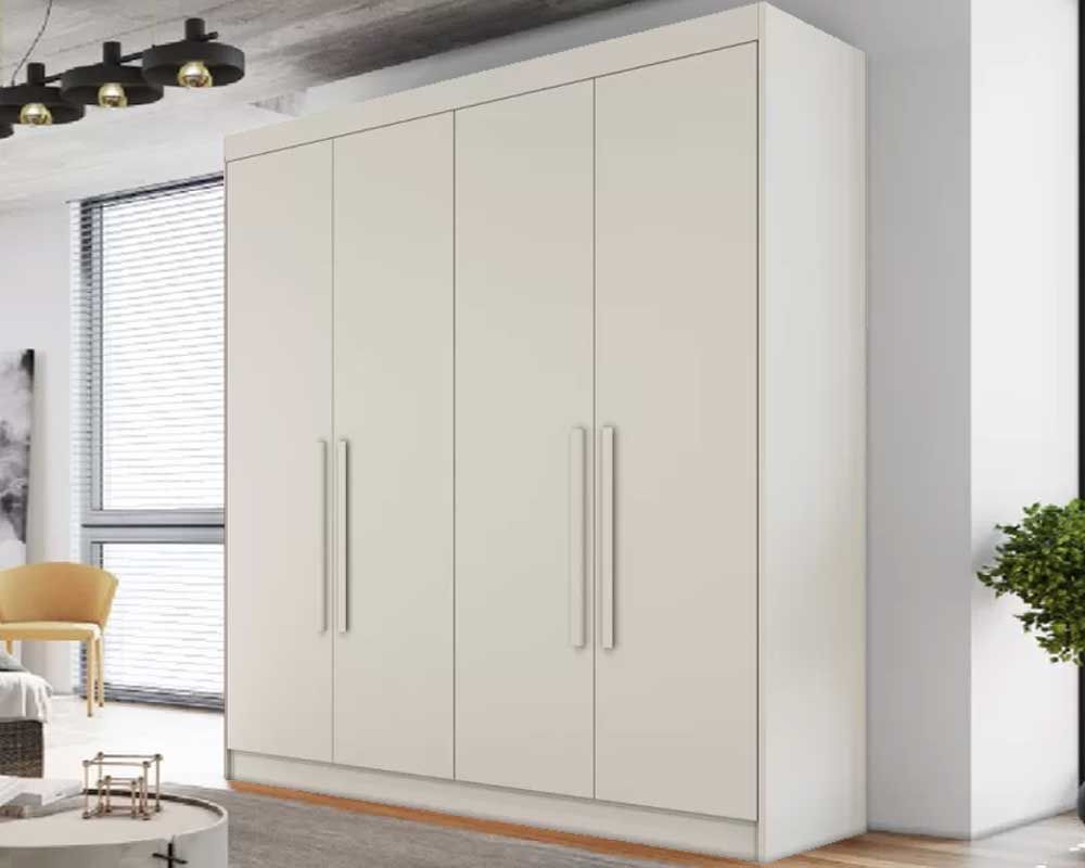 Guarda Roupa Solteiro 4 Portas e 3 Gavetas Nantes EuropaOff White