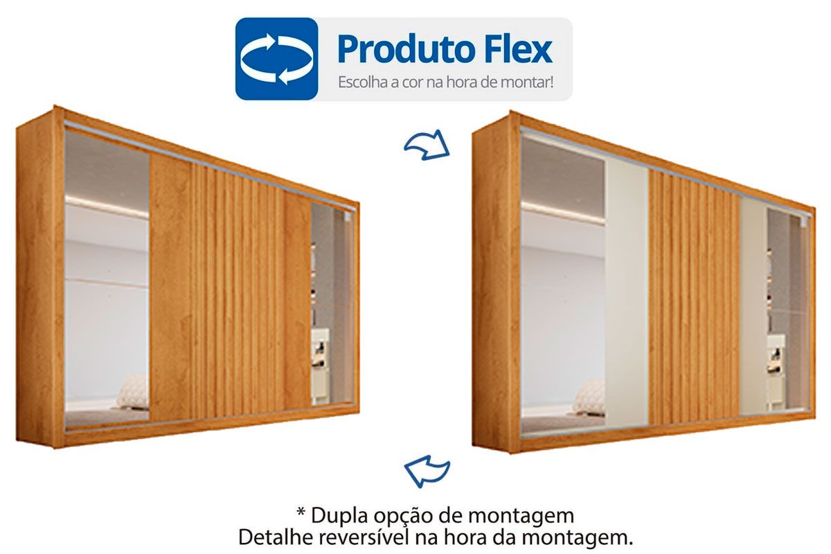 Guarda Roupa Casal 3 Portas Correr c/Esp Vitória Europa