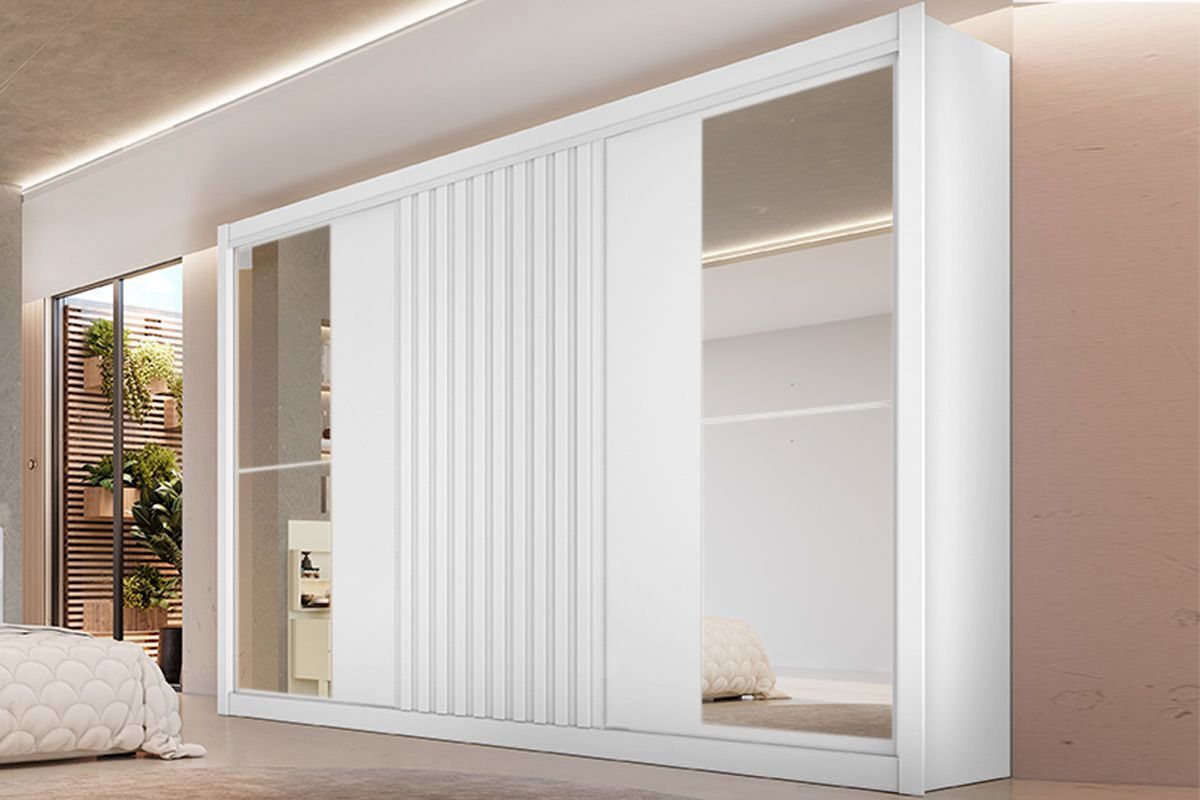 Guarda Roupa Casal 3 Portas Correr c/Esp Vitória EuropaBranco