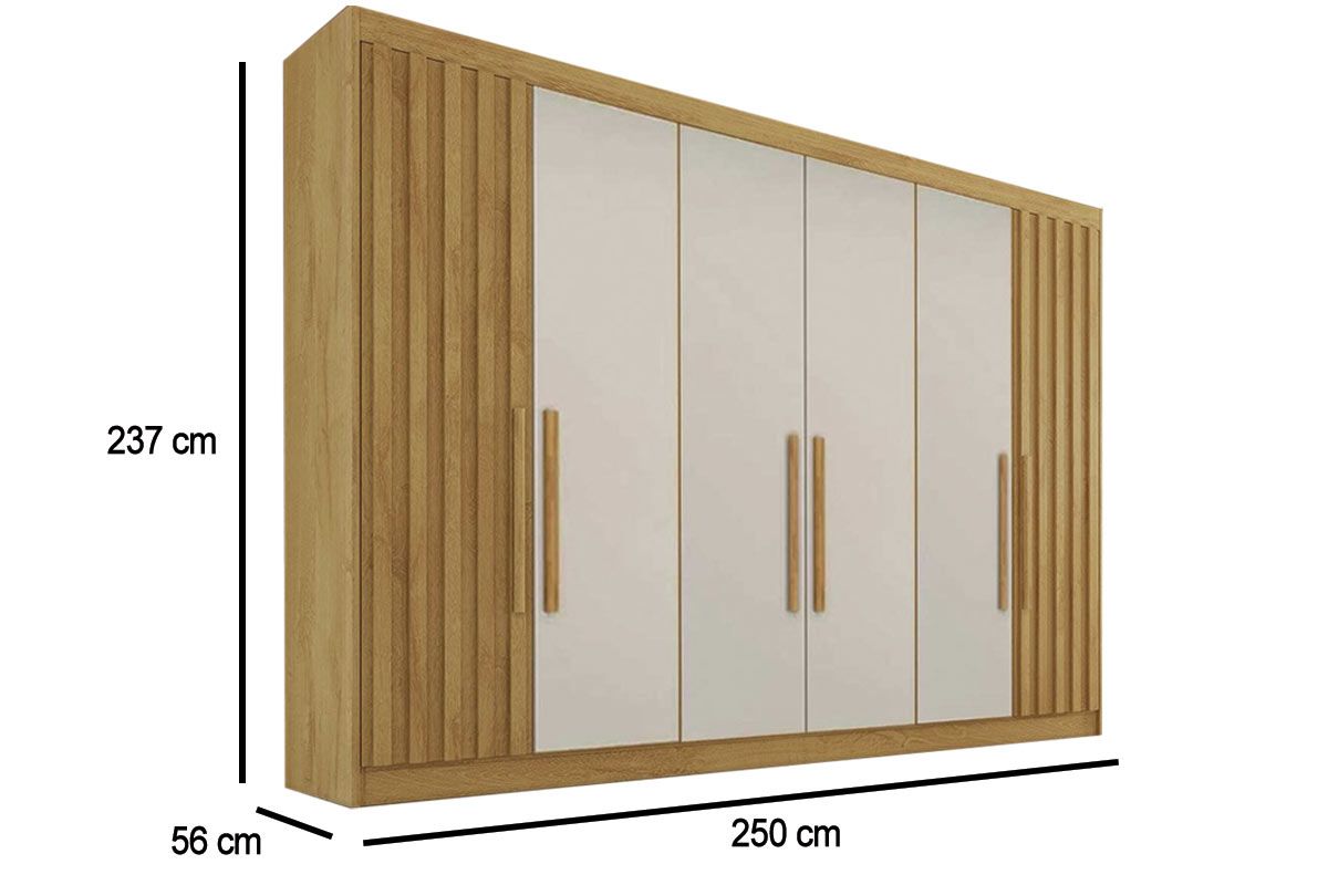 Guarda Roupa Casal 6 Portas (2 Ripadas) e 6 Gavetas Potente Europa