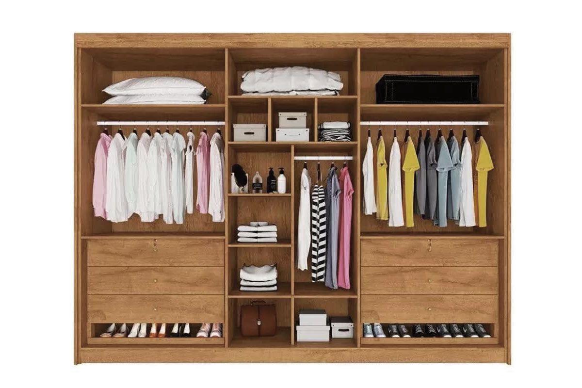 Guarda Roupa Casal 6 Portas (2 Ripadas) e 6 Gavetas Potente Europa