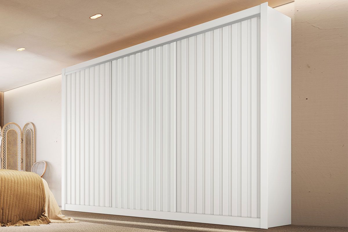 Guarda Roupa Casal 3 Portas Ripadas e 6 Gavetas York Europa