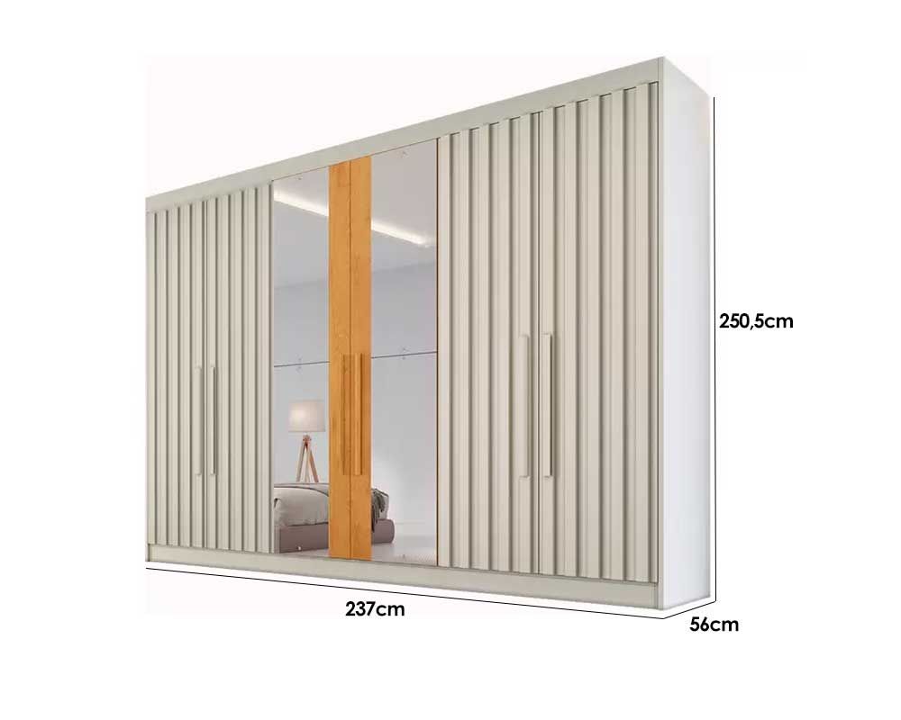 Guarda Roupa Casal 6 Portas (4 Ripadas e 2 c/Espelho) e 6 Gavetas Potente Europa Guarda Roupa Casal 6 Portas (4 Ripadas e 2 c/Espelho) e 6 Gavetas Potente Europa