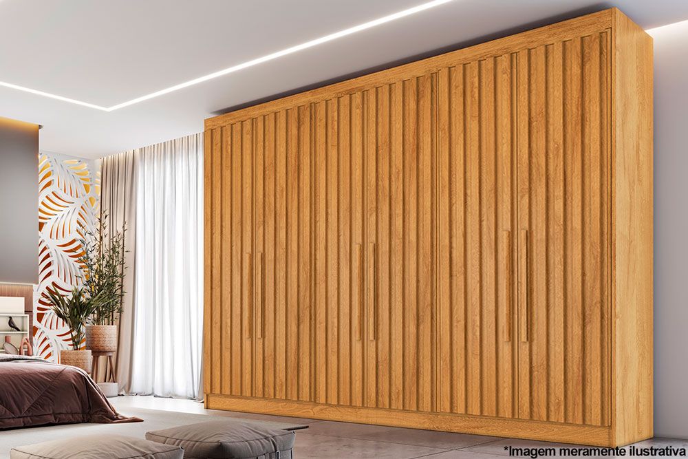Guarda Roupa Casal 6 Portas Ripadas e 6 Gavetas Potente Europa
