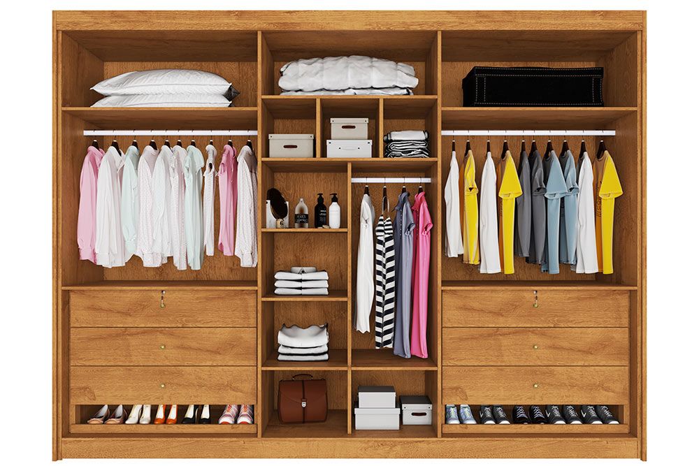 Guarda Roupa Casal 6 Portas Ripadas e 6 Gavetas Potente Europa Guarda Roupa Casal 6 Portas Ripadas e 6 Gavetas Potente Europa