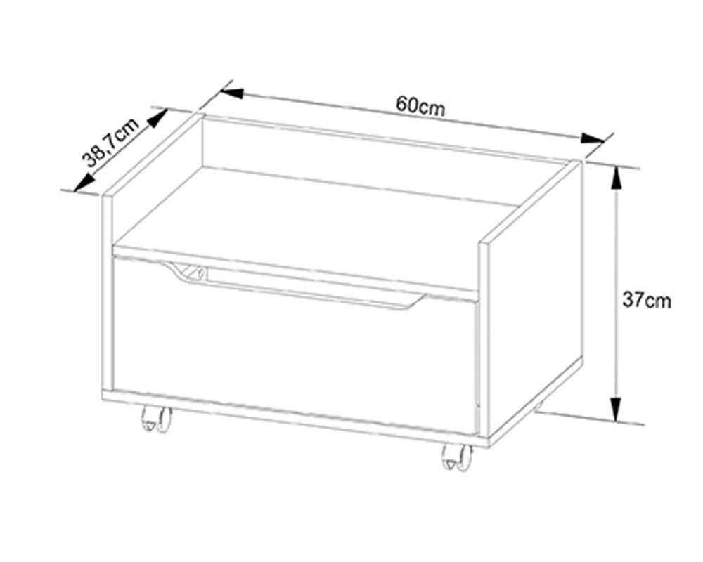 Gabinete Banheiro Suspenso c/Rodizio BN3647 s/ Cuba c/1 Gaveta 60cm Tecno Mobili