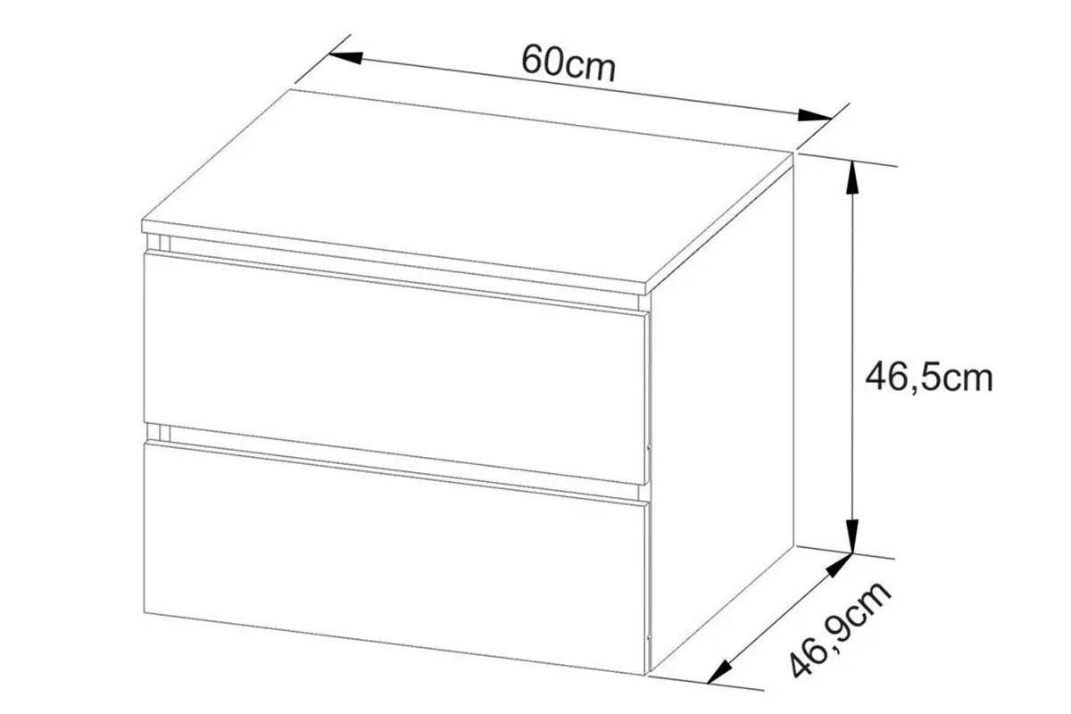 Conjunto Banheiro Balcão Suspenso BN3607 s/Cuba 60cm e Armário c/Espelho BN3602 Tecno Mobili