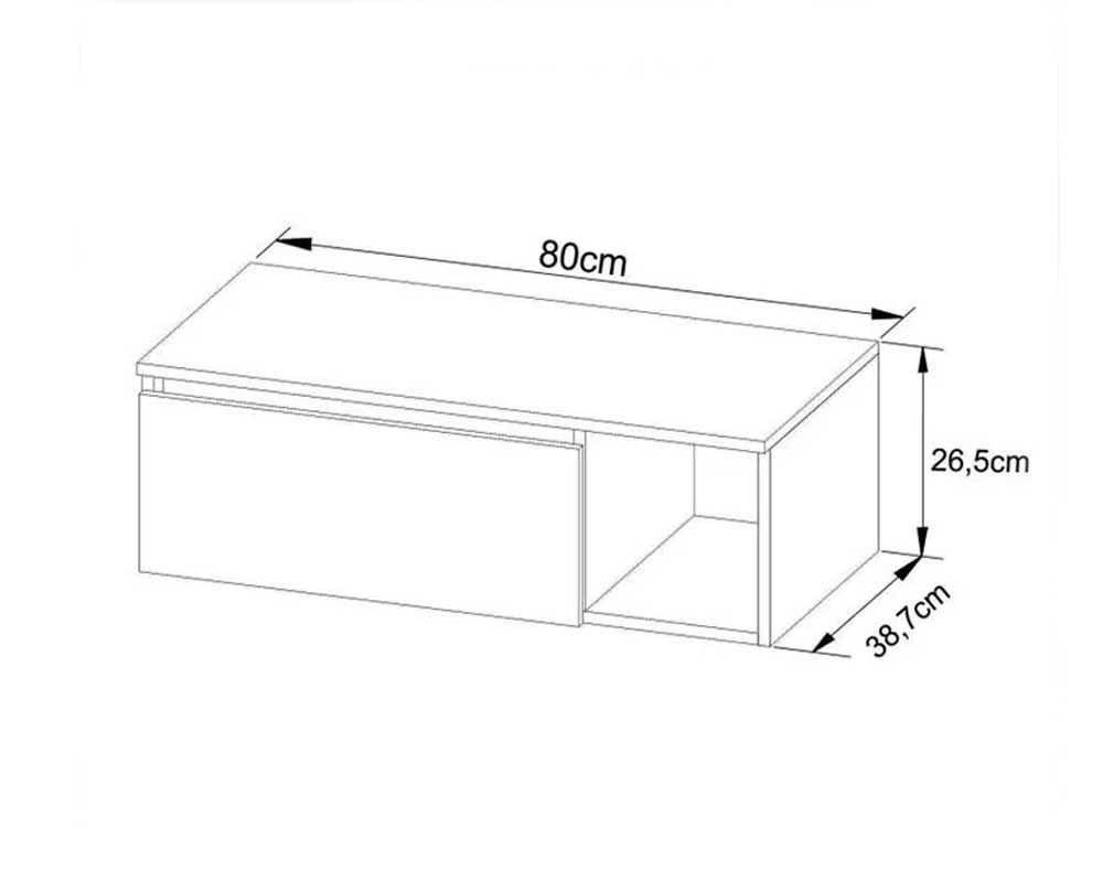 Conjunto Banheiro Balcão Suspenso BN3601 s/ Cuba 80cm e Armário c/Espelho BN3602 Tecno Mobili