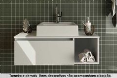 Conjunto Banheiro Balcão Suspenso BN3601 c/Cuba BN3600 80cm Tecno Mobili