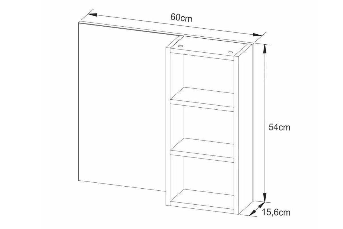 Conjunto Banheiro Balcão Suspenso BN3613 s/ Cuba 60cm e Armário c/Espelho BN3609 Tecno Mobili