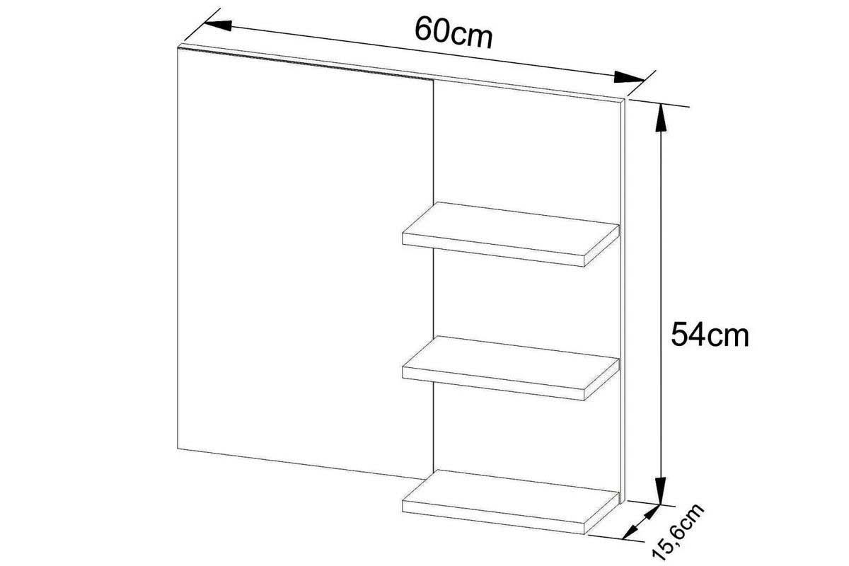 Conjunto Banheiro Balcão Suspenso BN3605 c/Cuba BN3600 60cm e Armário c/Espelho BN3608 Tecno Mobili