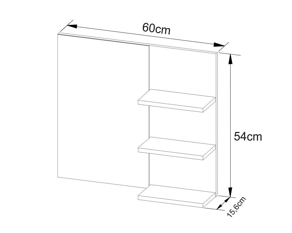 Conjunto Banheiro Balcão Suspenso BN3601 s/ Cuba 80cm e Armário c/Espelho BN3608 Tecno Mobili