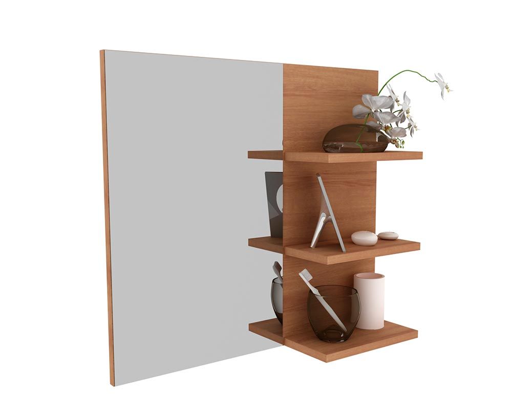 Conjunto Banheiro Balcão Suspenso BN3601 s/ Cuba 80cm e Armário c/Espelho BN3608 Tecno Mobili