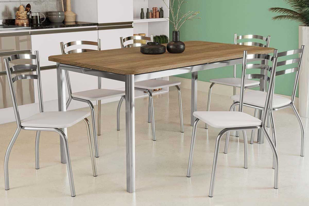 Sala Jantar Mesa Reno c/ Tampo Madeira 160cm e 6 Cadeiras Portugal - Kappesberg