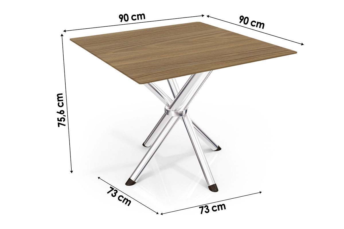 Sala Jantar Mesa Volga c/ Tampo de Madeira 90cm e 4 Cadeiras Amsterdã - Kappesberg