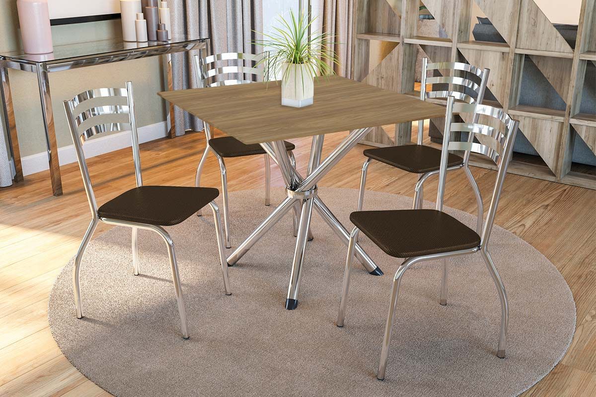 Sala Jantar Mesa Volga c/ Tampo de Madeira 90cm e 4 Cadeiras Portugal - Kappesberg