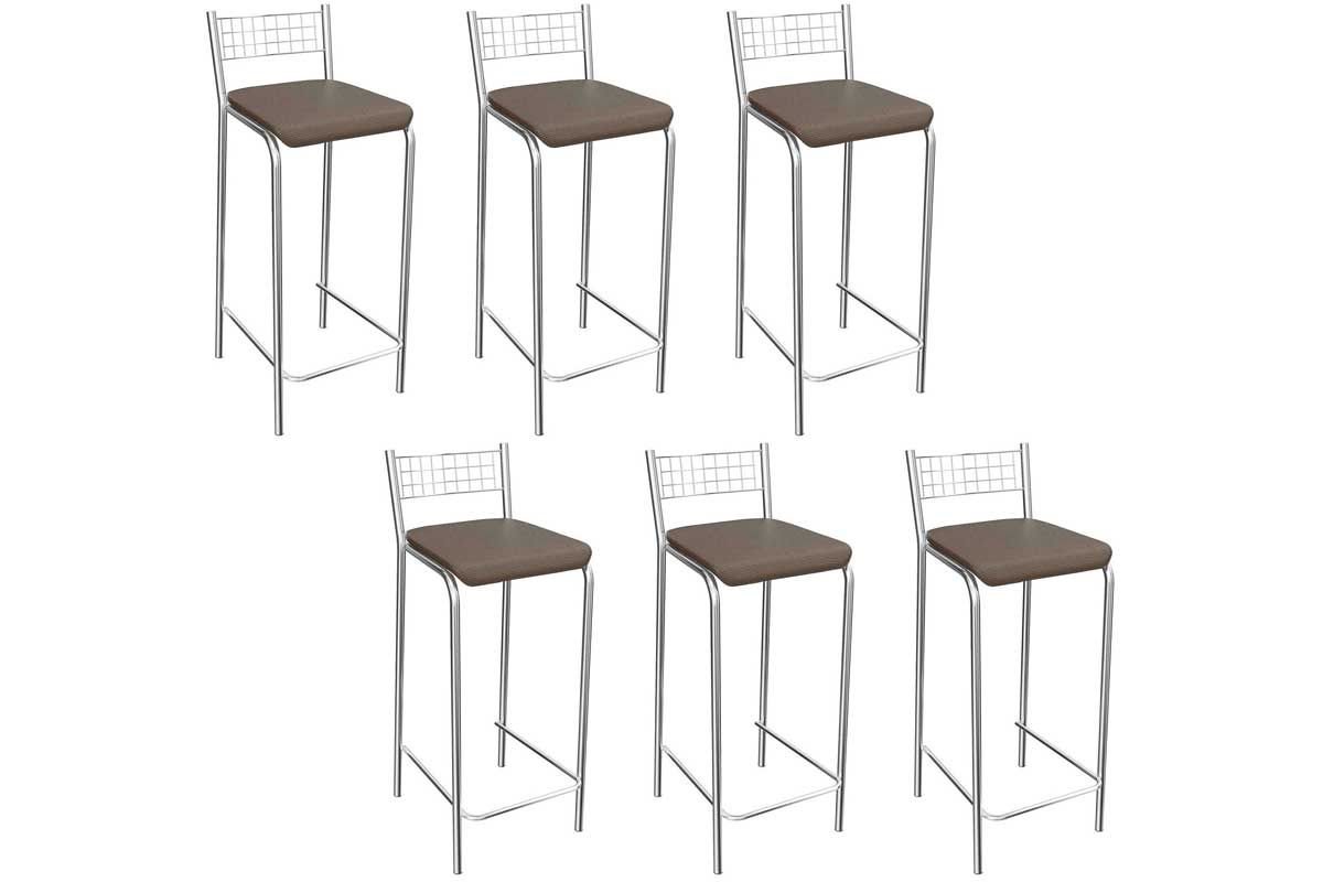 Banqueta Sala de Jantar Gênova B705CR Aço Kit 6 Un Kappesberg