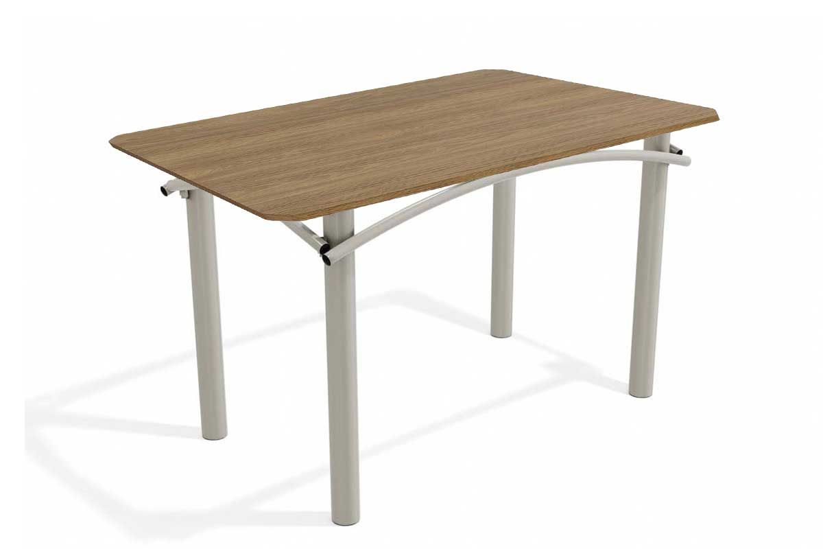 Mesa Jantar Elba Aço c/ Tampo Madeirado 136x90cm Kappesberg