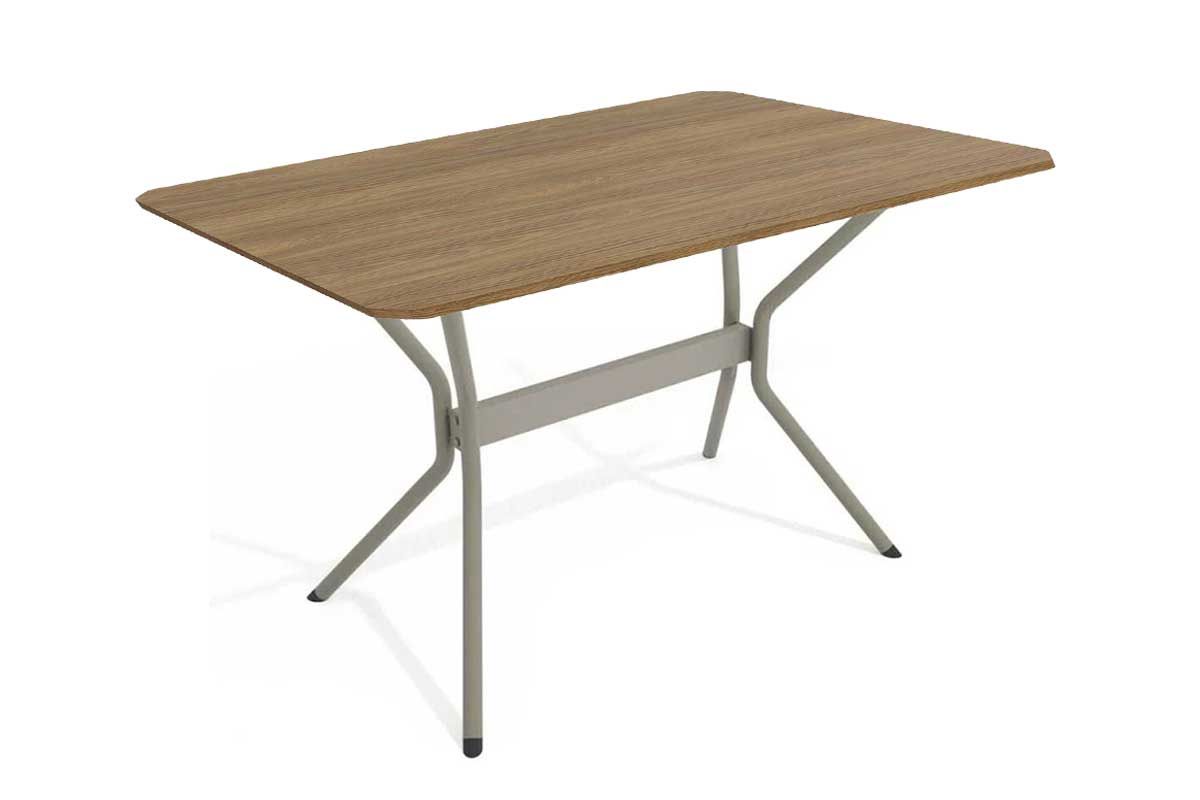 Mesa Jantar Loire Aço c/ Tampo Madeirado 136x90cm Kappesberg