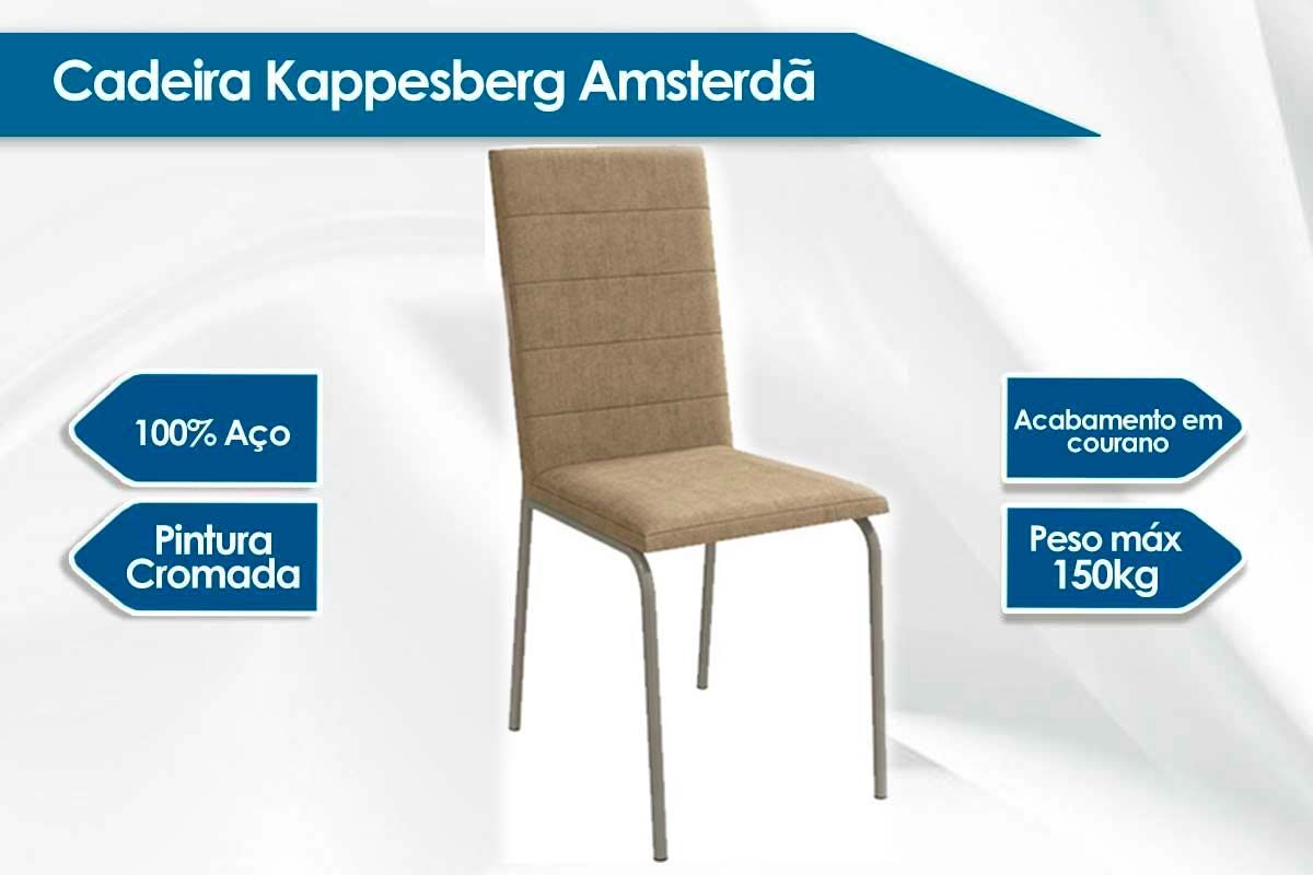 Cadeira Jantar Amsterdã C091NK Aço Kit 4 Un Kappesberg