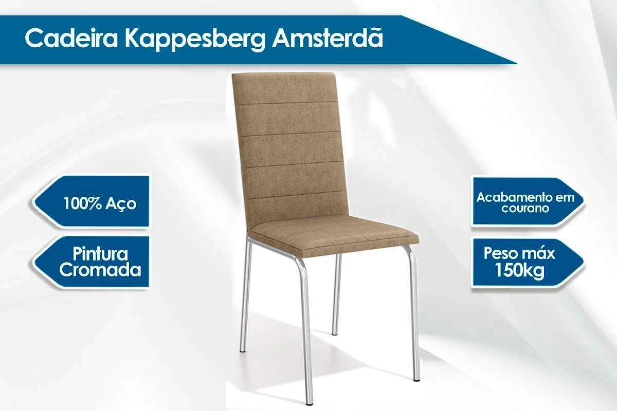 Cadeira Jantar Amsterdã C091CR Aço Kit 6 Un Kappesberg