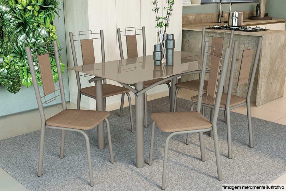Cadeira Jantar Florença C005NK Aço Kit 6 Un Kappesberg