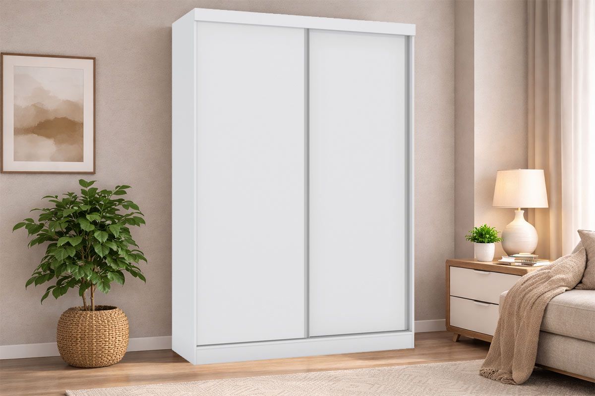 Guarda Roupa Solteiro 2 Portas Correr N571 KappesbergFlex Branco/Branco ou Macadamia Guarda Roupa Solteiro 2 Portas Correr N571 KappesbergFlex Branco/Branco ou Macadamia