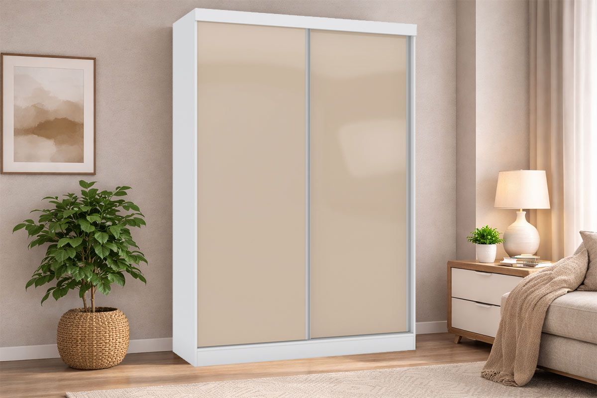 Guarda Roupa Solteiro 2 Portas Correr N571 KappesbergFlex Branco/Branco ou Macadamia Guarda Roupa Solteiro 2 Portas Correr N571 KappesbergFlex Branco/Branco ou Macadamia