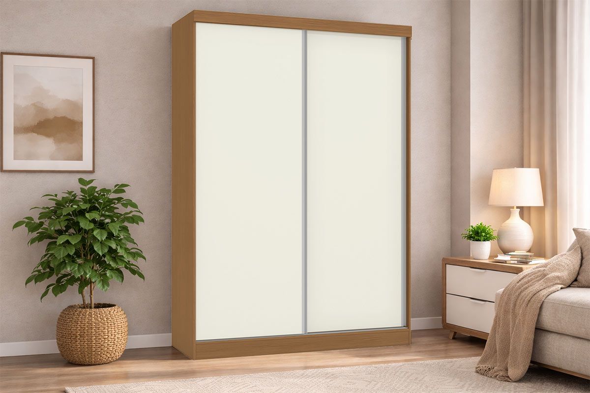Guarda Roupa Solteiro 2 Portas Correr N571 KappesbergFlex Canela/Canela ou Off White Guarda Roupa Solteiro 2 Portas Correr N571 KappesbergFlex Canela/Canela ou Off White