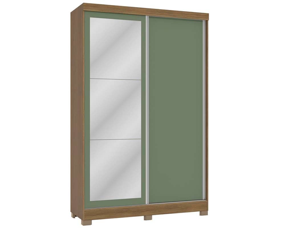 Guarda Roupa Solteiro 2 Portas de Correr (1 c/Espelho) e 2 Gavetas c/Pés CB01N571 Kappesberg