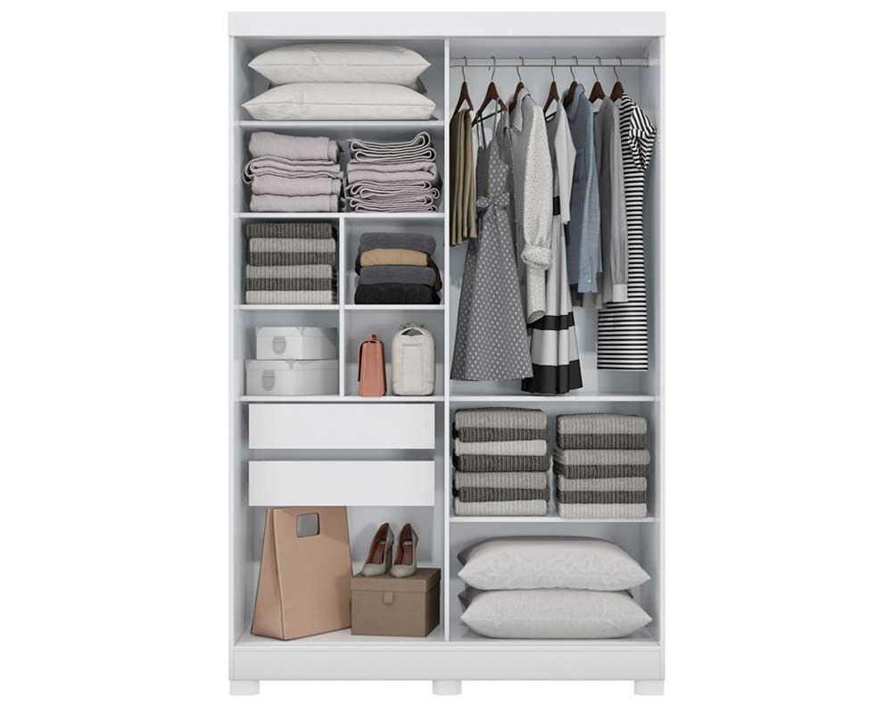 Guarda Roupa Solteiro 2 Portas de Correr e 2 Gavetas c/Pés CB02N571 Kappesberg